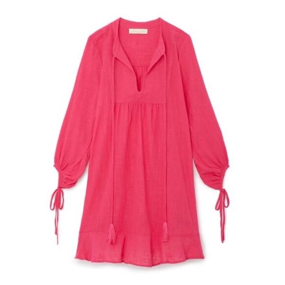 Tuckernuck Natalie Martin Cotton Resortwear Barbie Pink Tassel Shift Dress M - Picture 12 of 14
